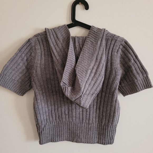 Grey Hooded Croped Sweater/Cardigan - Picture 2 of 5